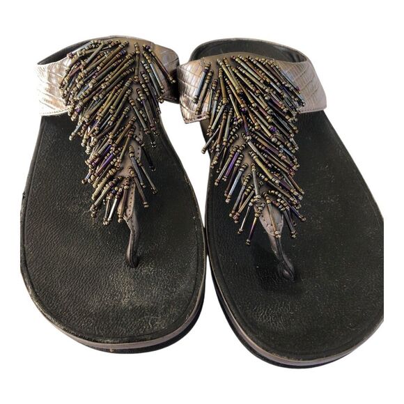 FitFlop Sandals Beaded Fringe Cha Cha Bronze Size 6 - Picture 5 of 7